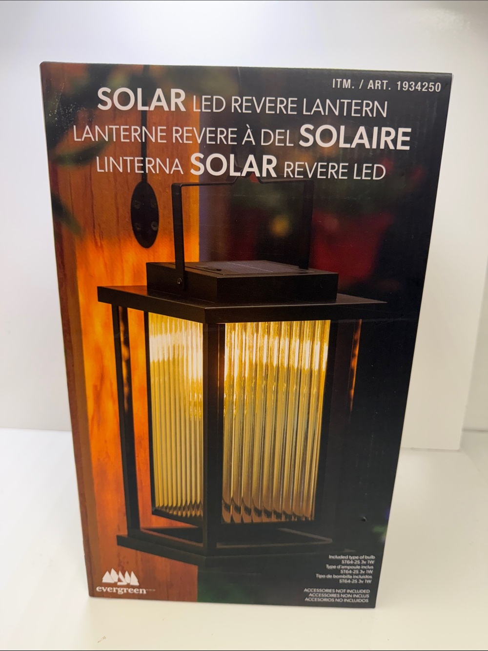Evergreen Solar LED Revere Lantern — Black and Gold Outdoor Accent Lantern